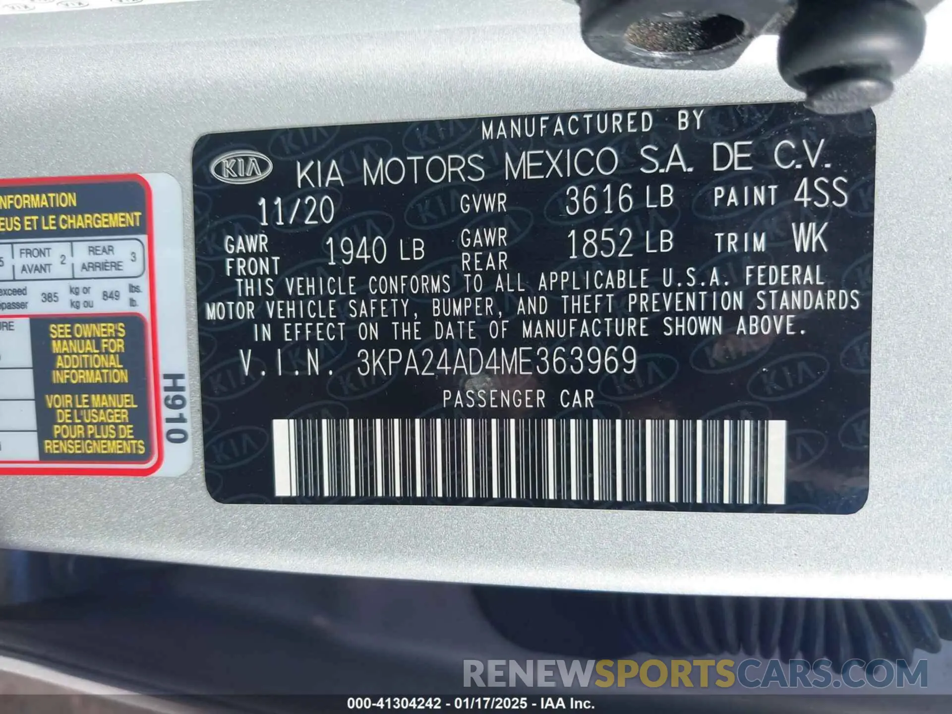 9 Photograph of a damaged car 3KPA24AD4ME363969 KIA RIO 2021