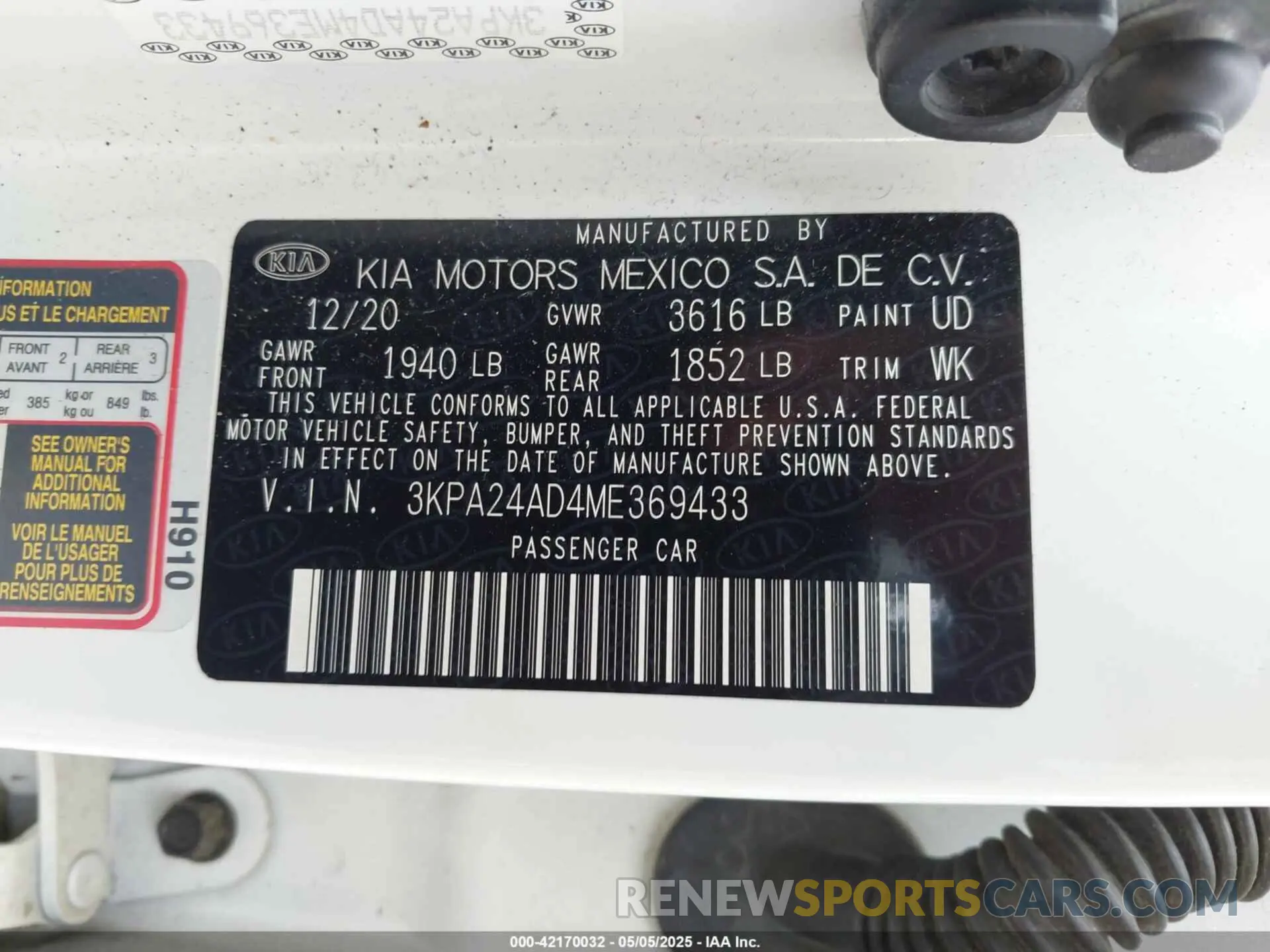 9 Photograph of a damaged car 3KPA24AD4ME369433 KIA RIO 2021