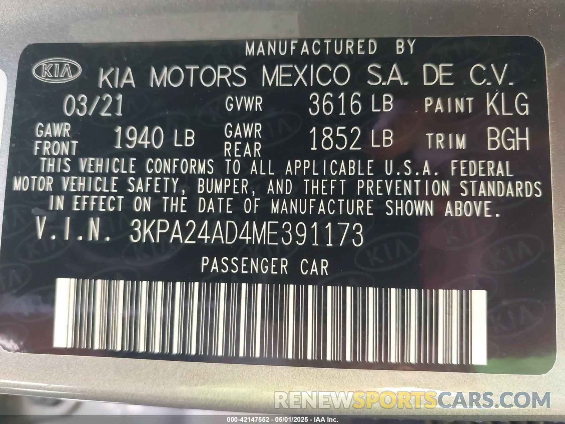 9 Photograph of a damaged car 3KPA24AD4ME391173 KIA RIO 2021