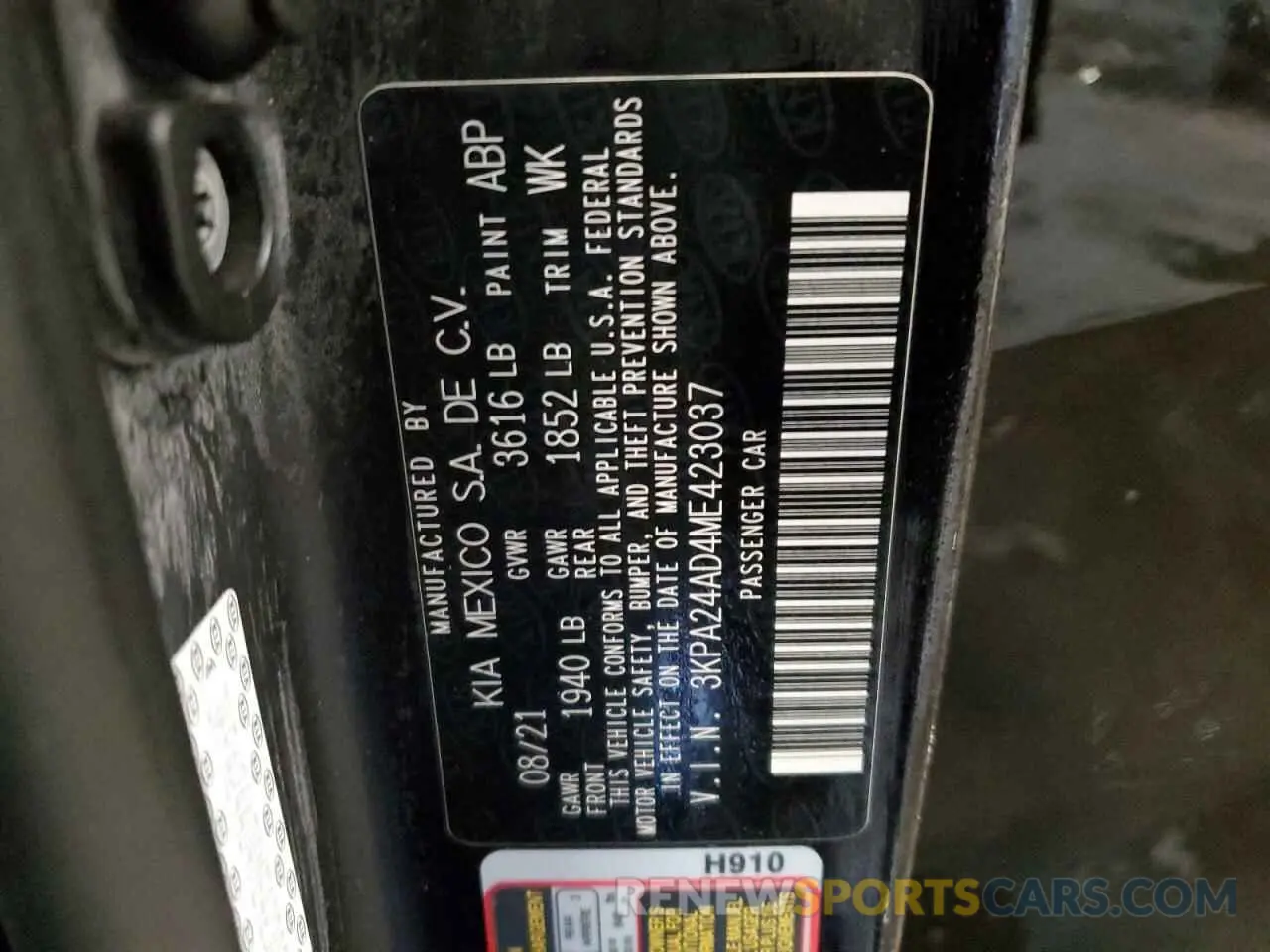 14 Photograph of a damaged car 3KPA24AD4ME423037 KIA RIO 2021