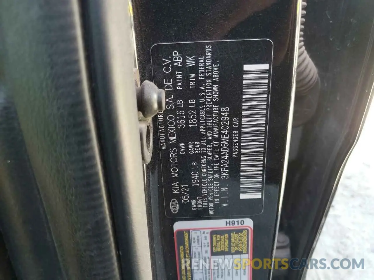 14 Photograph of a damaged car 3KPA24AD6ME402948 KIA RIO 2021