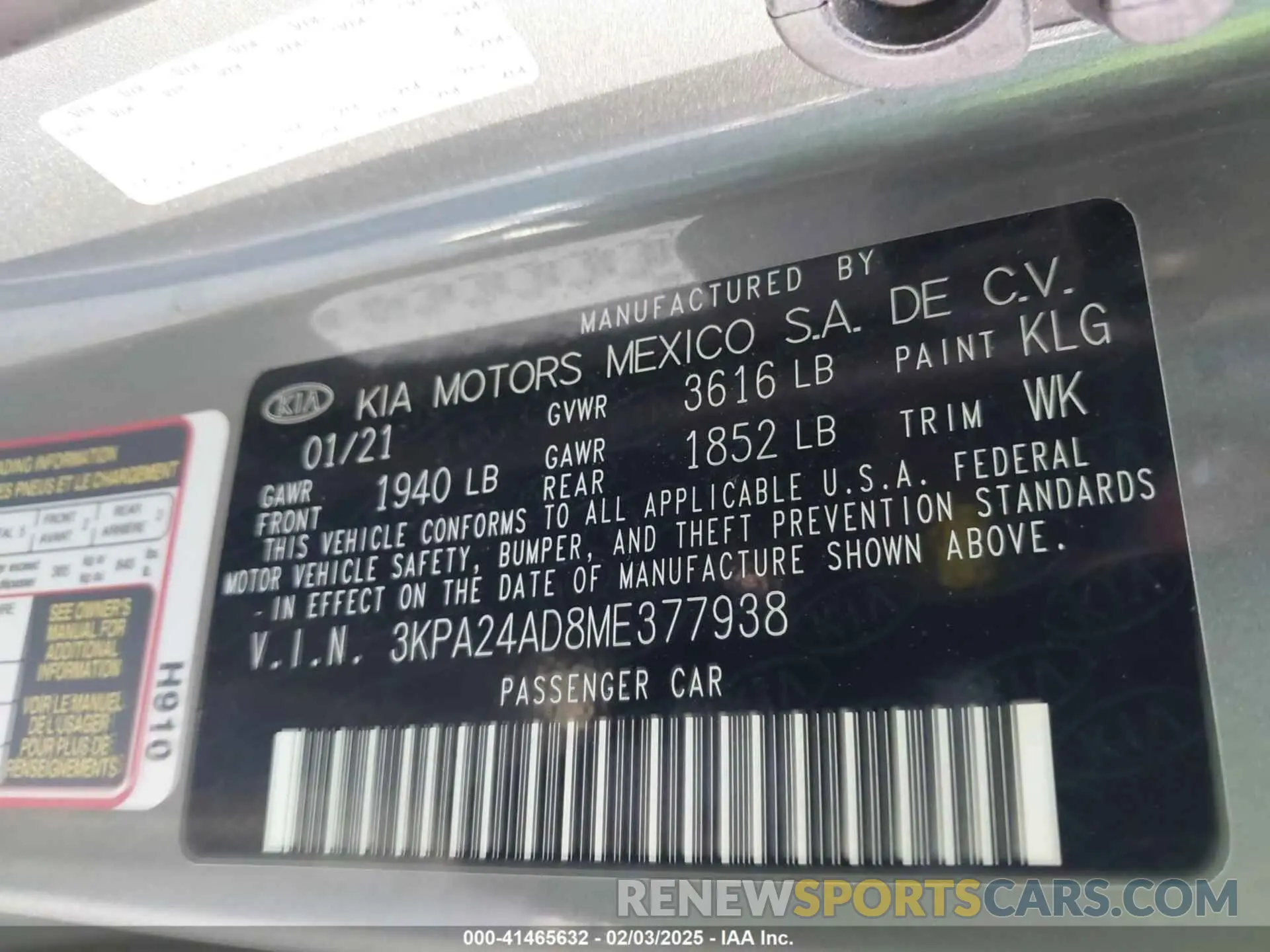 9 Photograph of a damaged car 3KPA24AD8ME377938 KIA RIO 2021