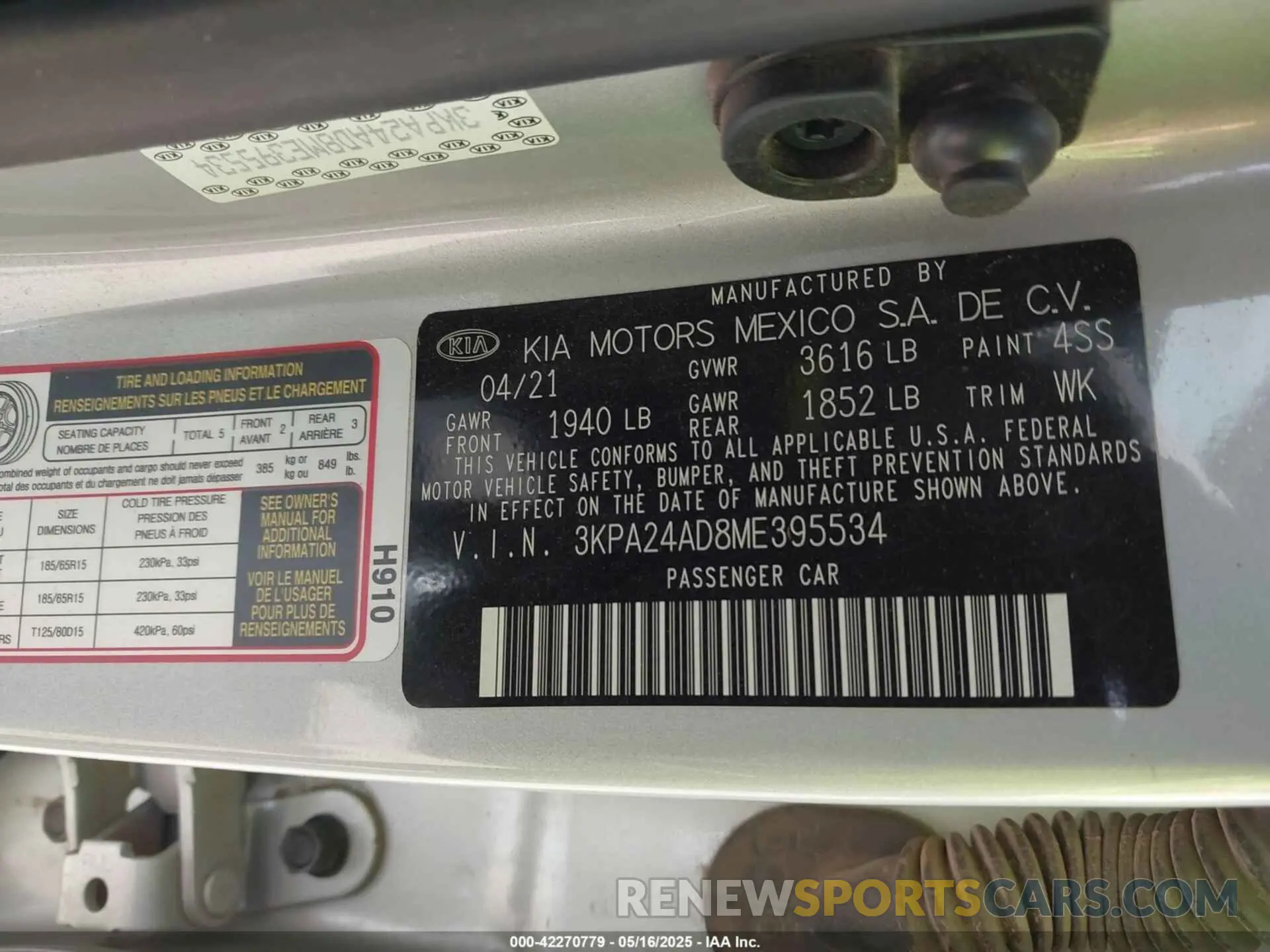 9 Photograph of a damaged car 3KPA24AD8ME395534 KIA RIO 2021