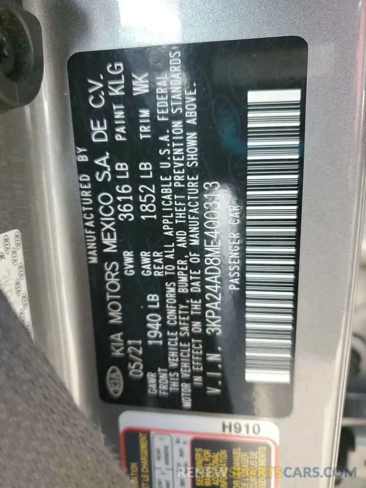 14 Photograph of a damaged car 3KPA24AD8ME400313 KIA RIO 2021