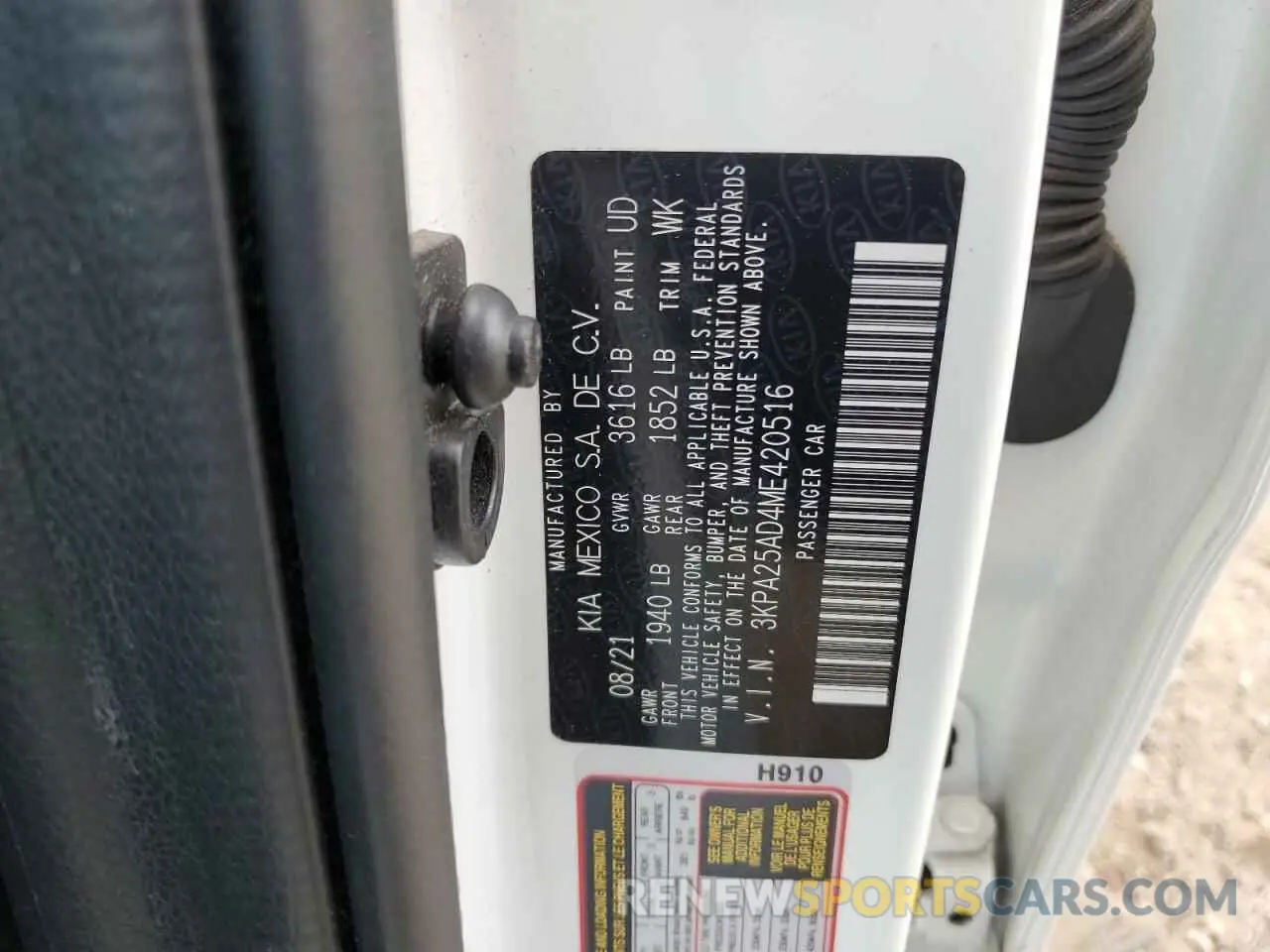 12 Photograph of a damaged car 3KPA25AD4ME420516 KIA RIO 2021