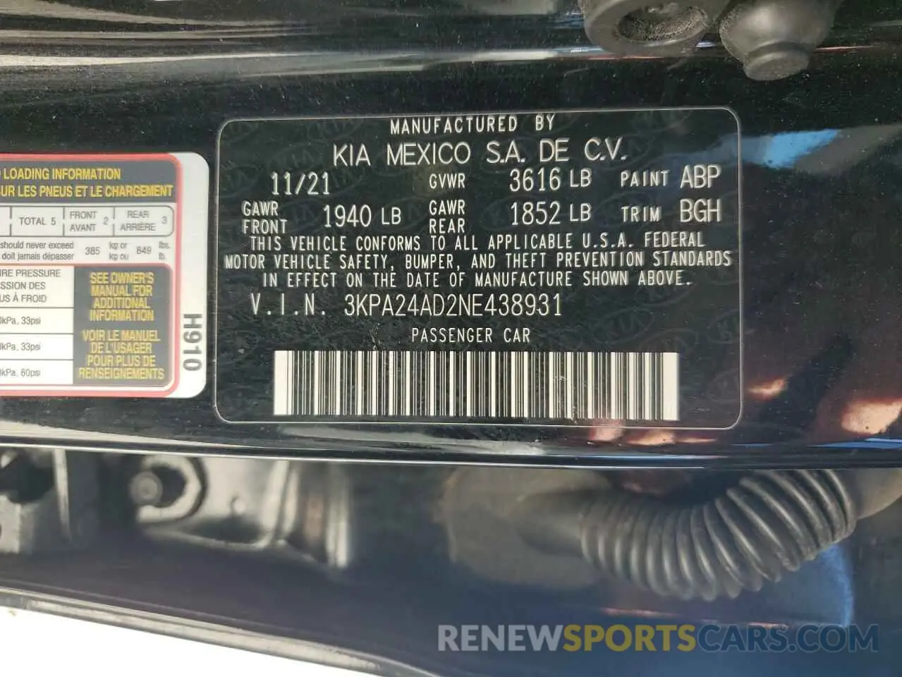 12 Photograph of a damaged car 3KPA24AD2NE438931 KIA RIO 2022