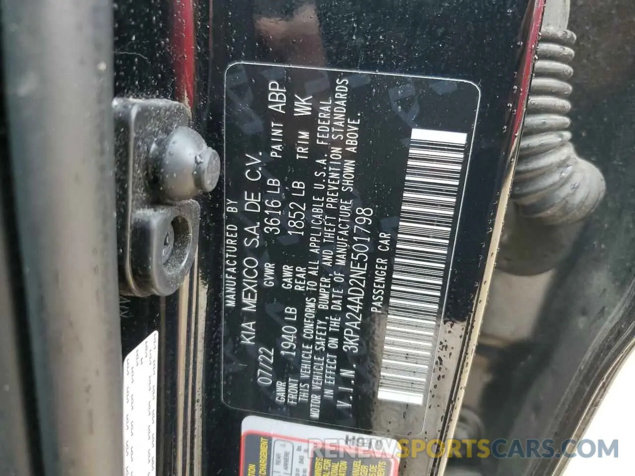 12 Photograph of a damaged car 3KPA24AD2NE501798 KIA RIO 2022