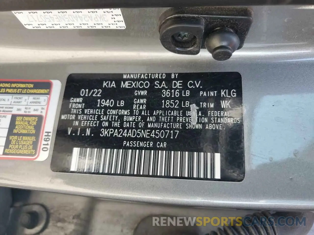 12 Photograph of a damaged car 3KPA24AD5NE450717 KIA RIO 2022