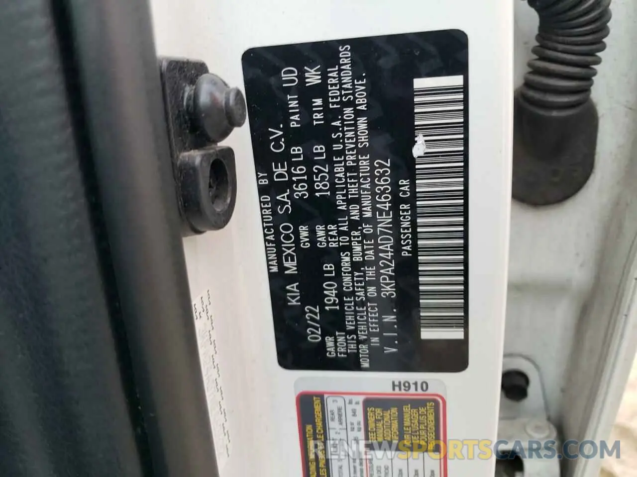 14 Photograph of a damaged car 3KPA24AD7NE463632 KIA RIO 2022