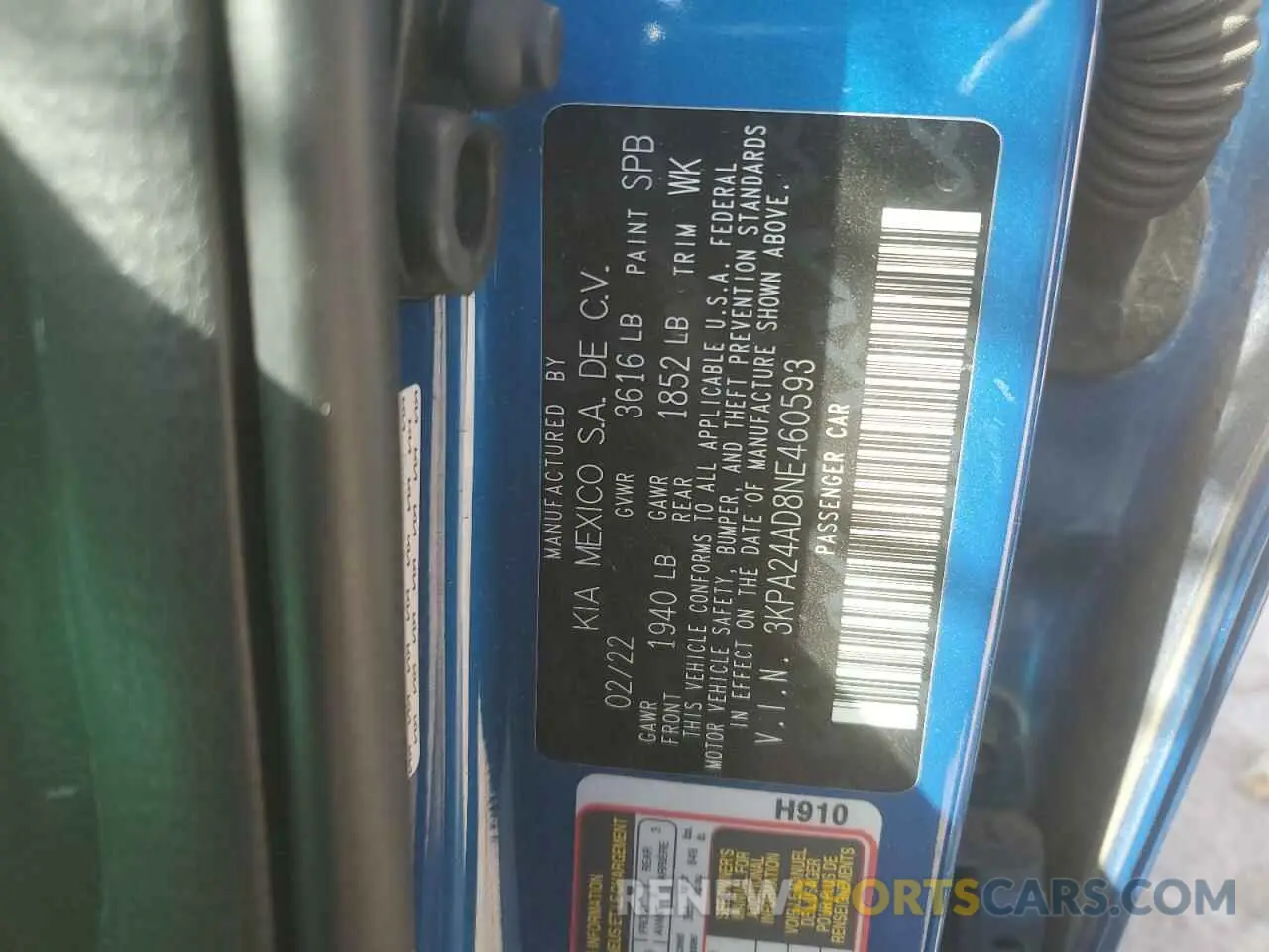 15 Photograph of a damaged car 3KPA24AD8NE460593 KIA RIO 2022