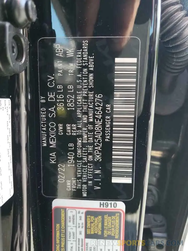12 Photograph of a damaged car 3KPA25AD8NE464276 KIA RIO 2022