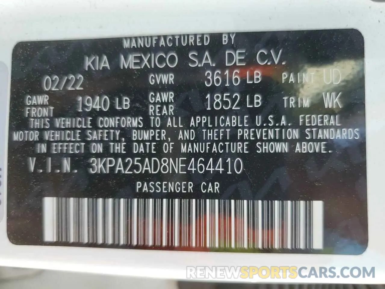 15 Photograph of a damaged car 3KPA25AD8NE464410 KIA RIO 2022
