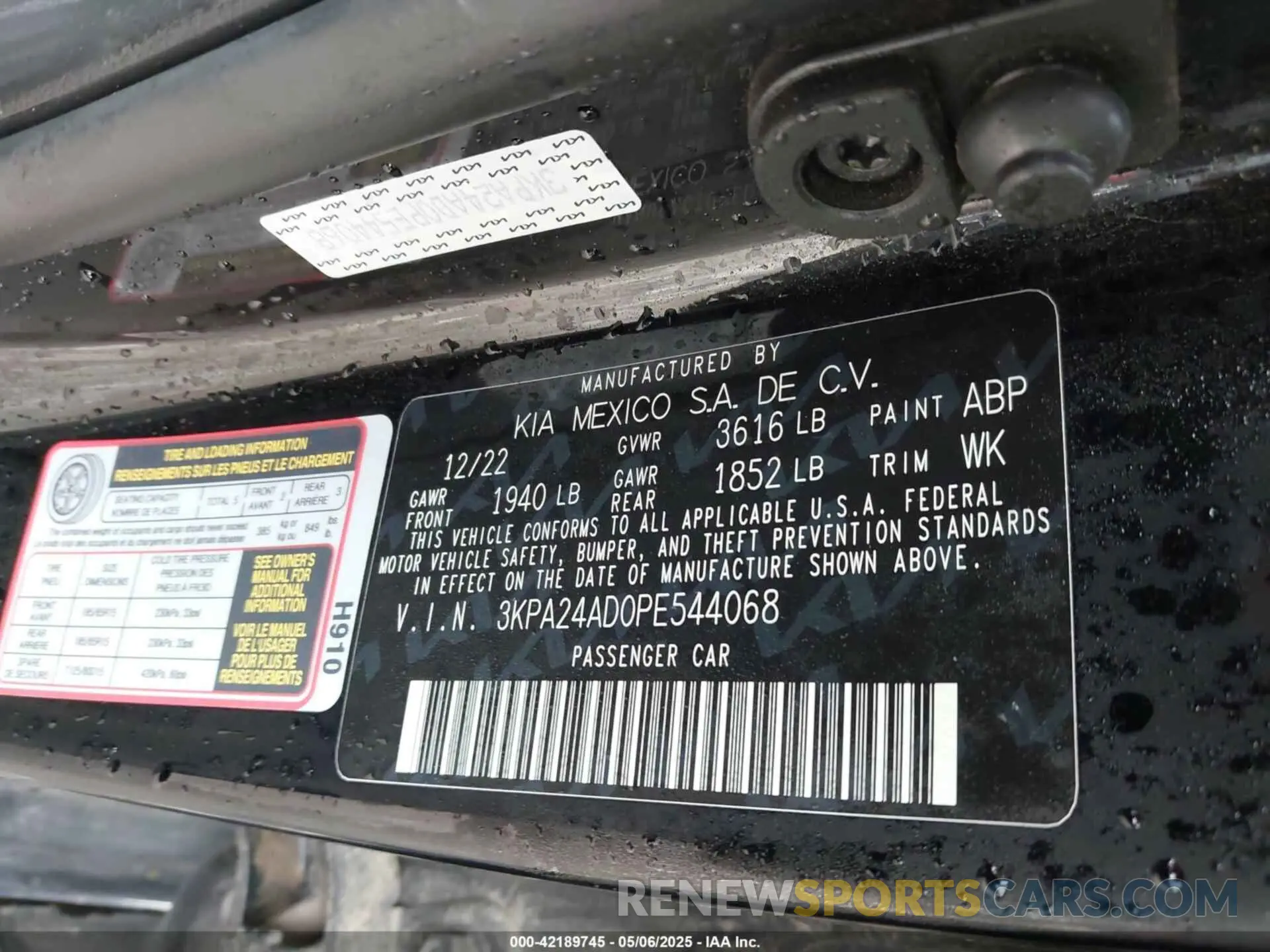 9 Photograph of a damaged car 3KPA24AD0PE544068 KIA RIO 2023