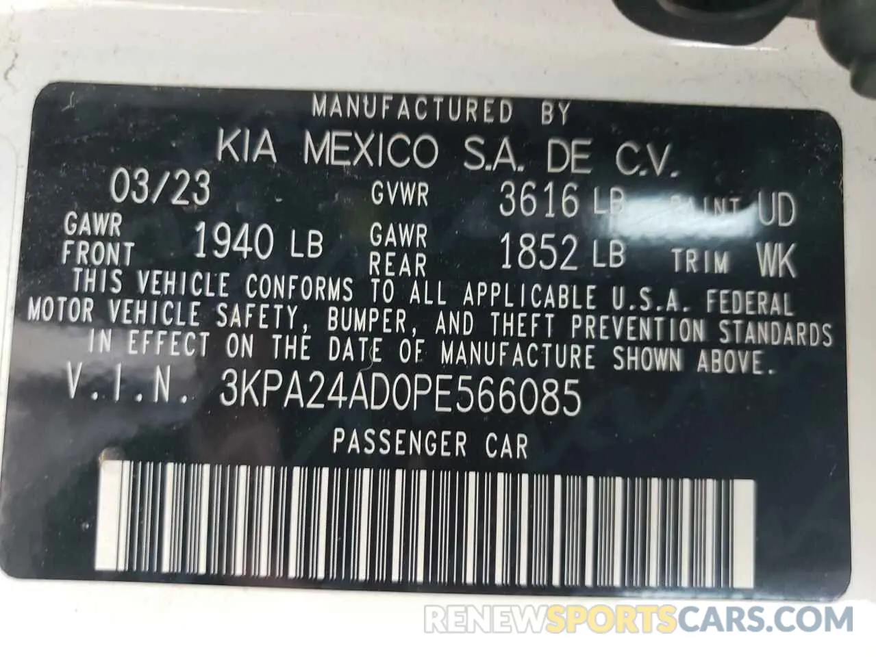 15 Photograph of a damaged car 3KPA24AD0PE566085 KIA RIO 2023
