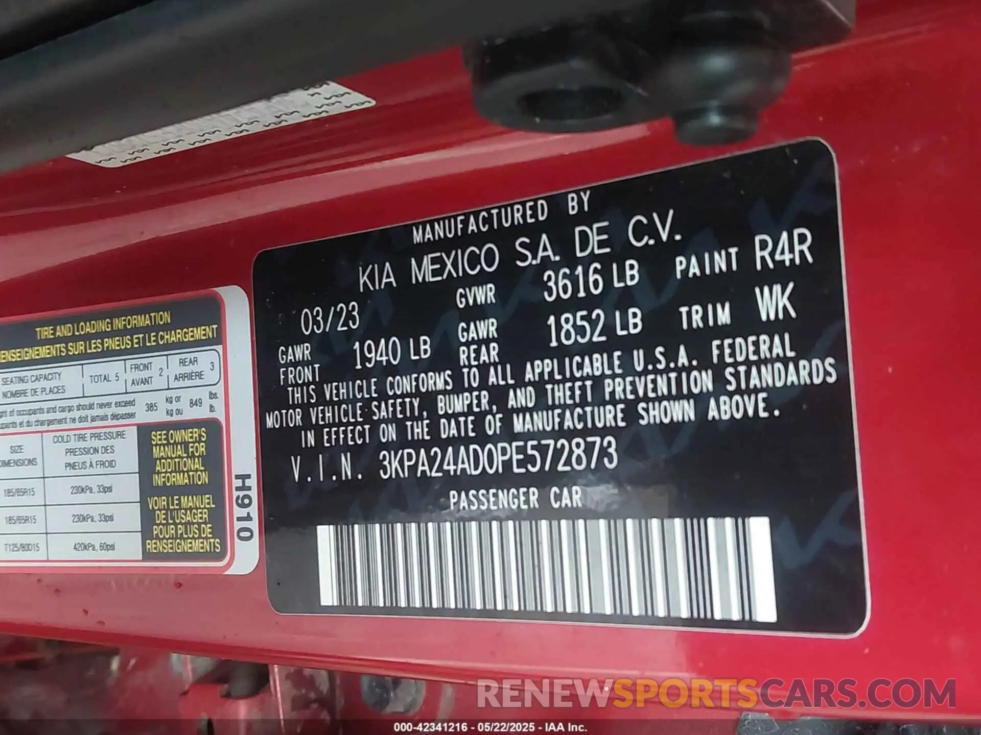 9 Photograph of a damaged car 3KPA24AD0PE572873 KIA RIO 2023