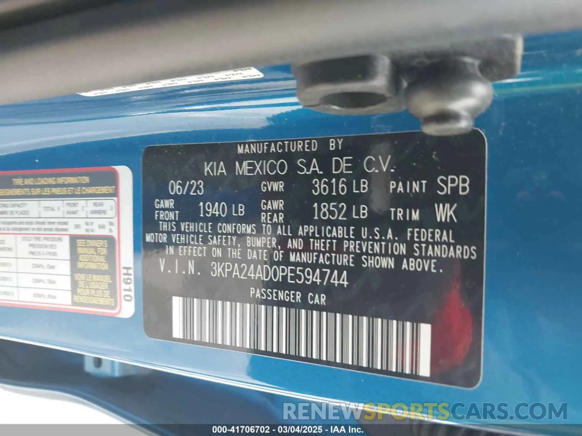 9 Photograph of a damaged car 3KPA24AD0PE594744 KIA RIO 2023