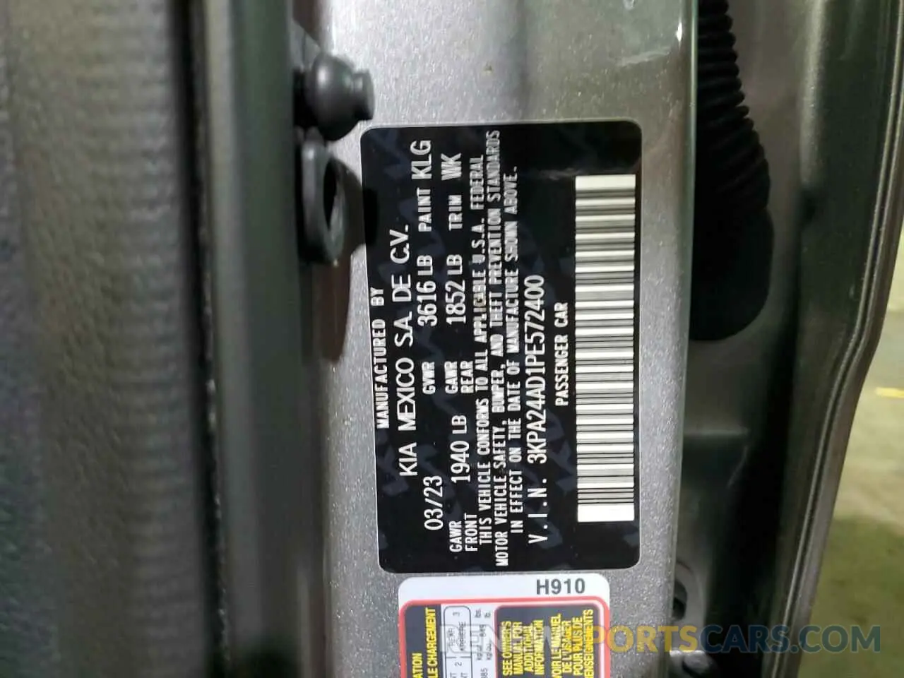 13 Photograph of a damaged car 3KPA24AD1PE572400 KIA RIO 2023