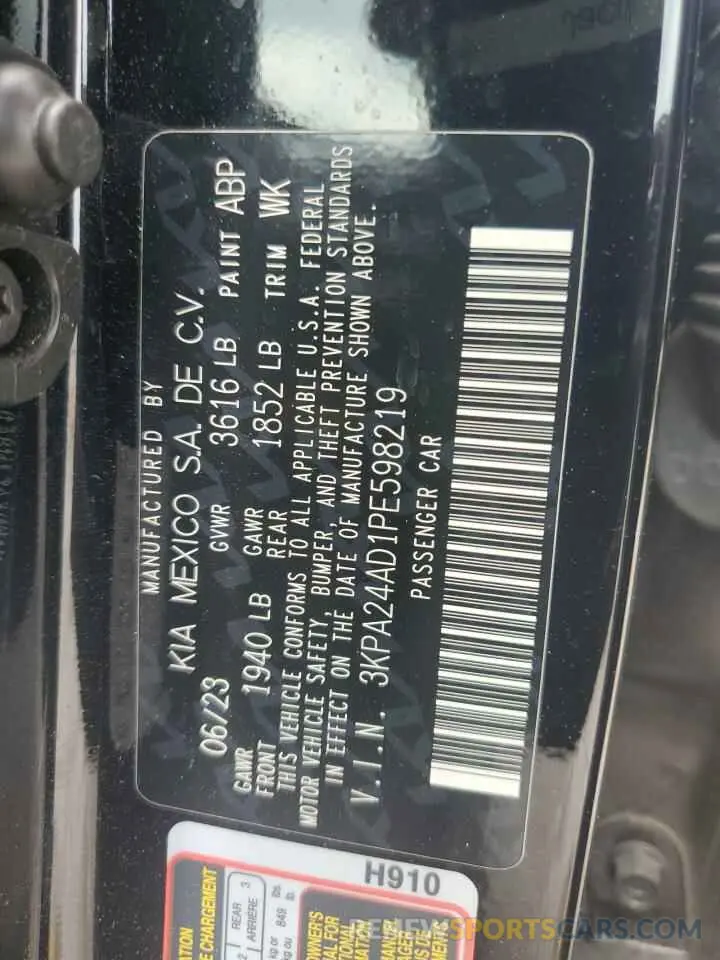 13 Photograph of a damaged car 3KPA24AD1PE598219 KIA RIO 2023