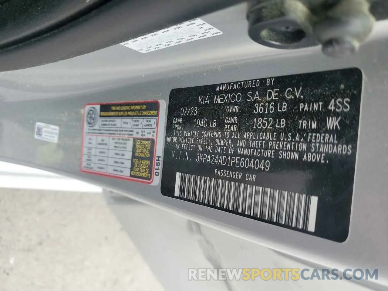14 Photograph of a damaged car 3KPA24AD1PE604049 KIA RIO 2023