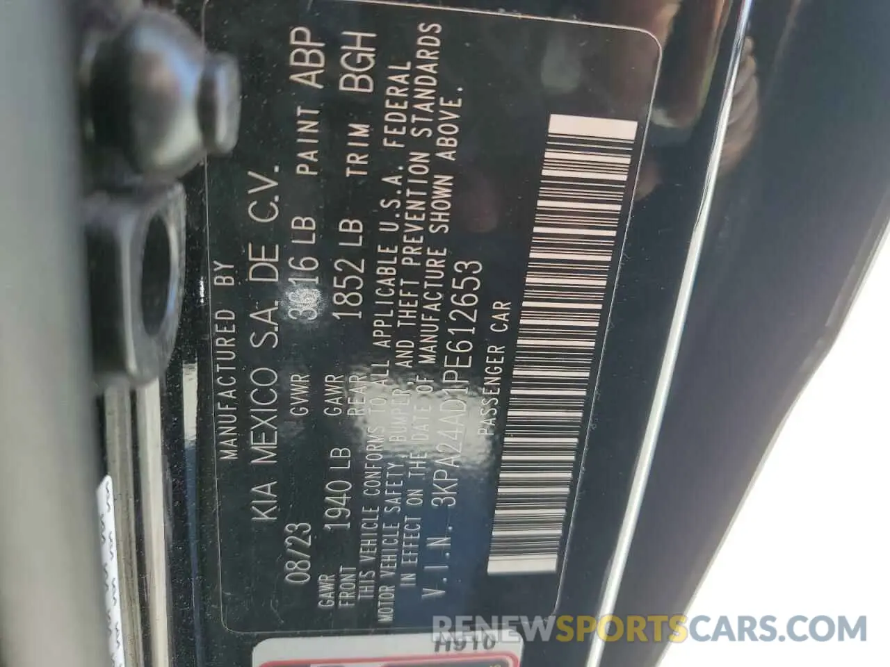 14 Photograph of a damaged car 3KPA24AD1PE612653 KIA RIO 2023