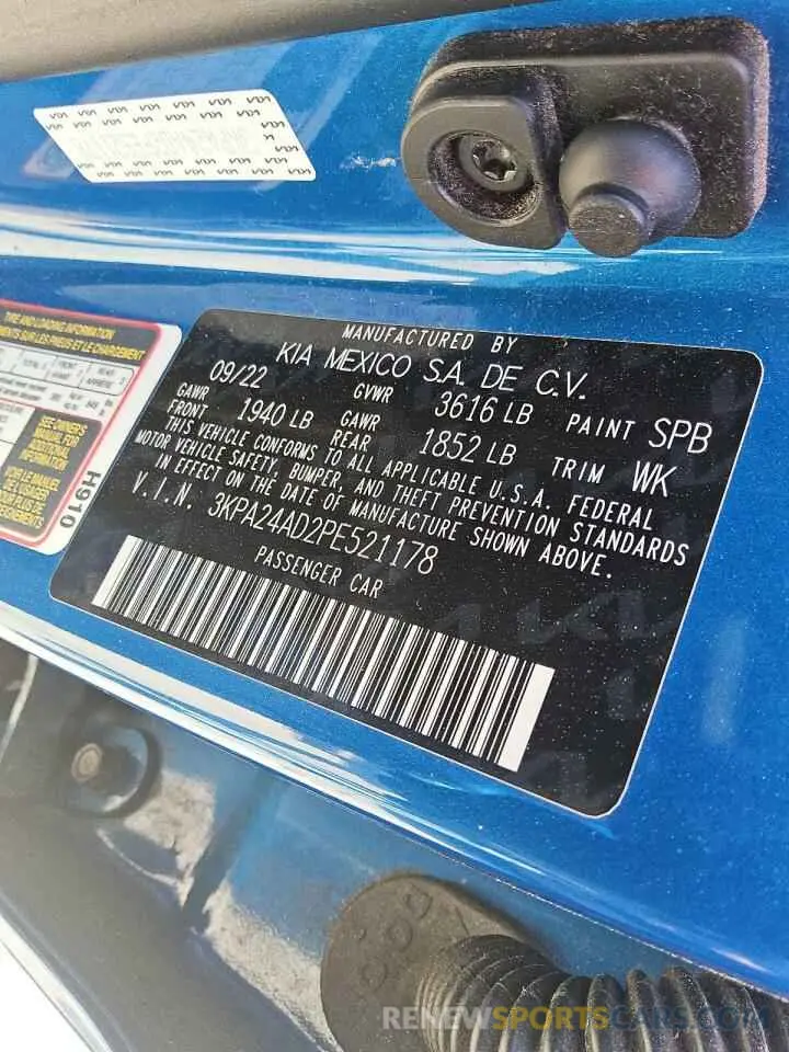 12 Photograph of a damaged car 3KPA24AD2PE521178 KIA RIO 2023