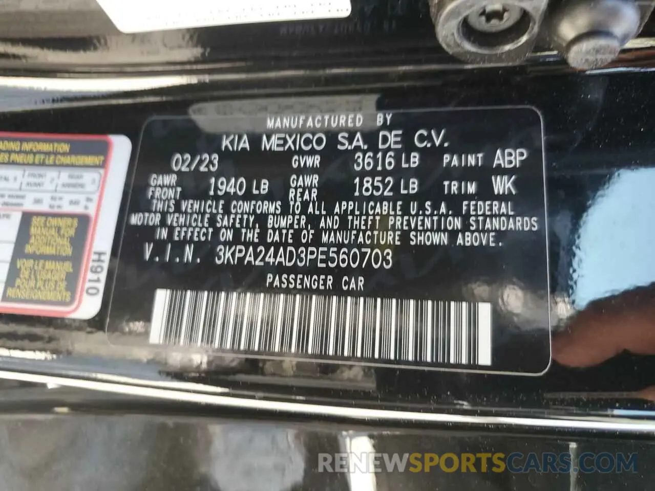 13 Photograph of a damaged car 3KPA24AD3PE560703 KIA RIO 2023