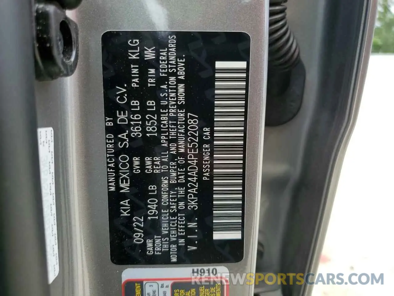 13 Photograph of a damaged car 3KPA24AD4PE522087 KIA RIO 2023
