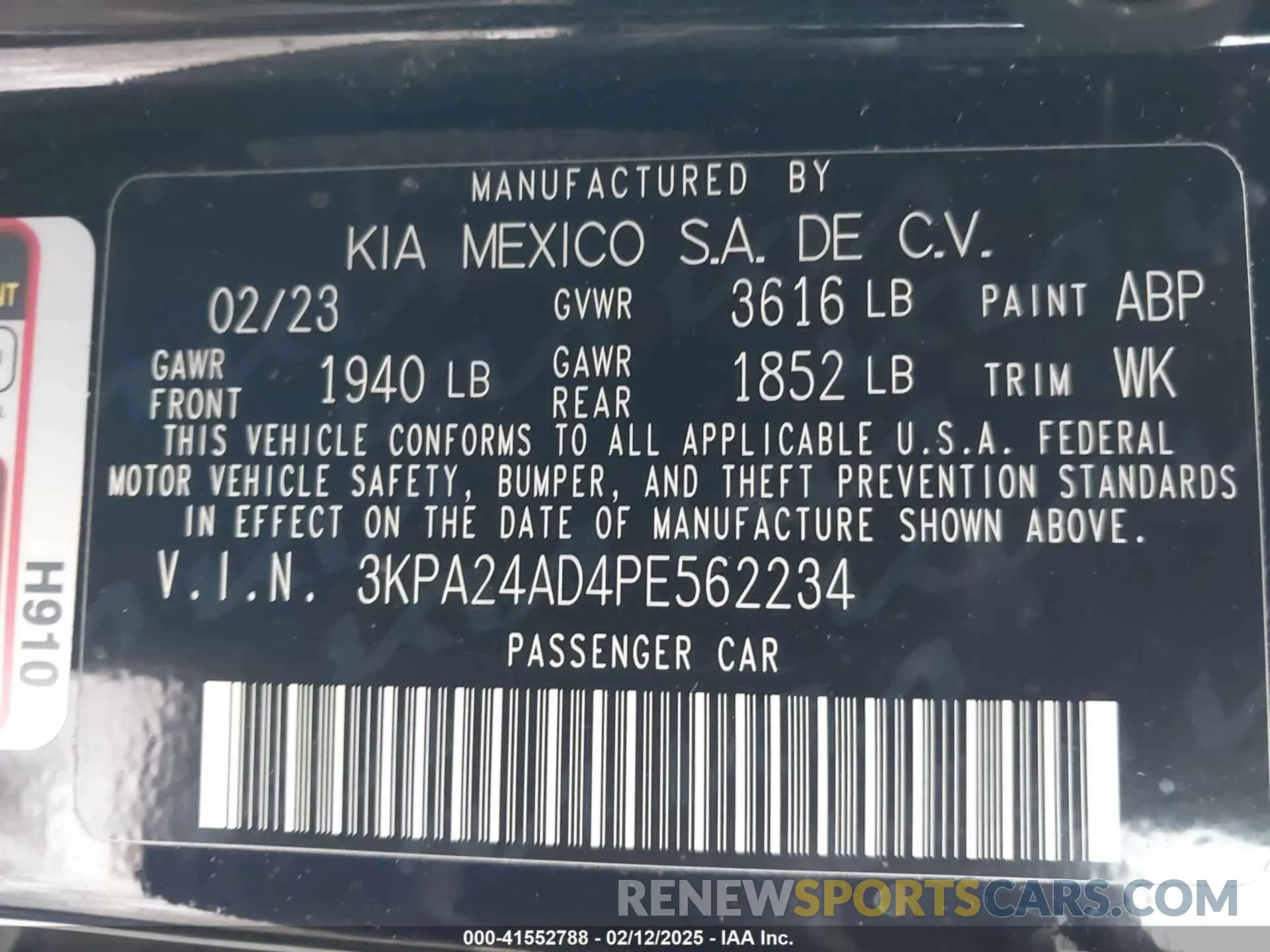 9 Photograph of a damaged car 3KPA24AD4PE562234 KIA RIO 2023
