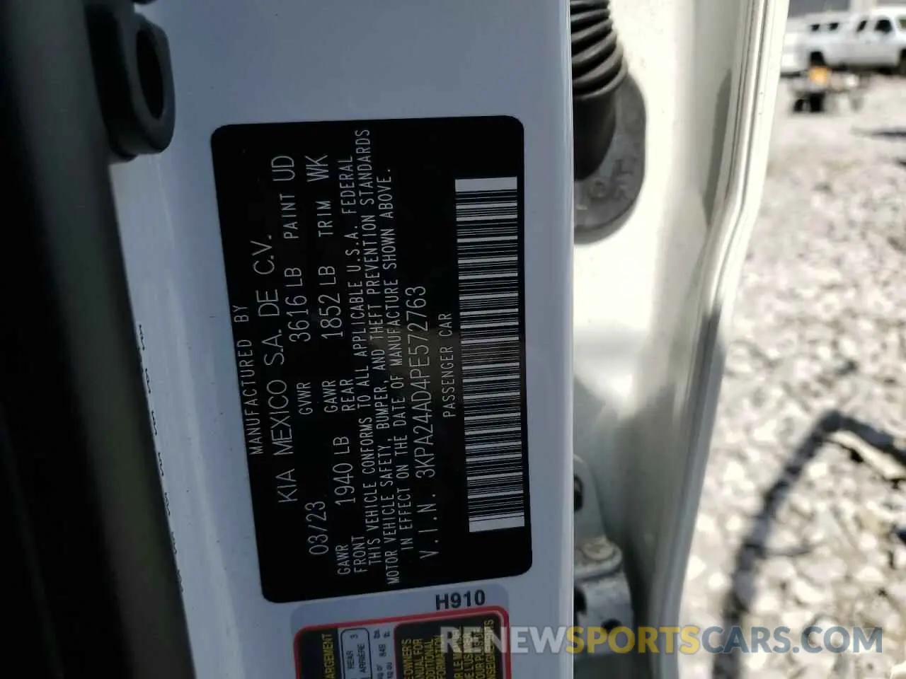 12 Photograph of a damaged car 3KPA24AD4PE572763 KIA RIO 2023
