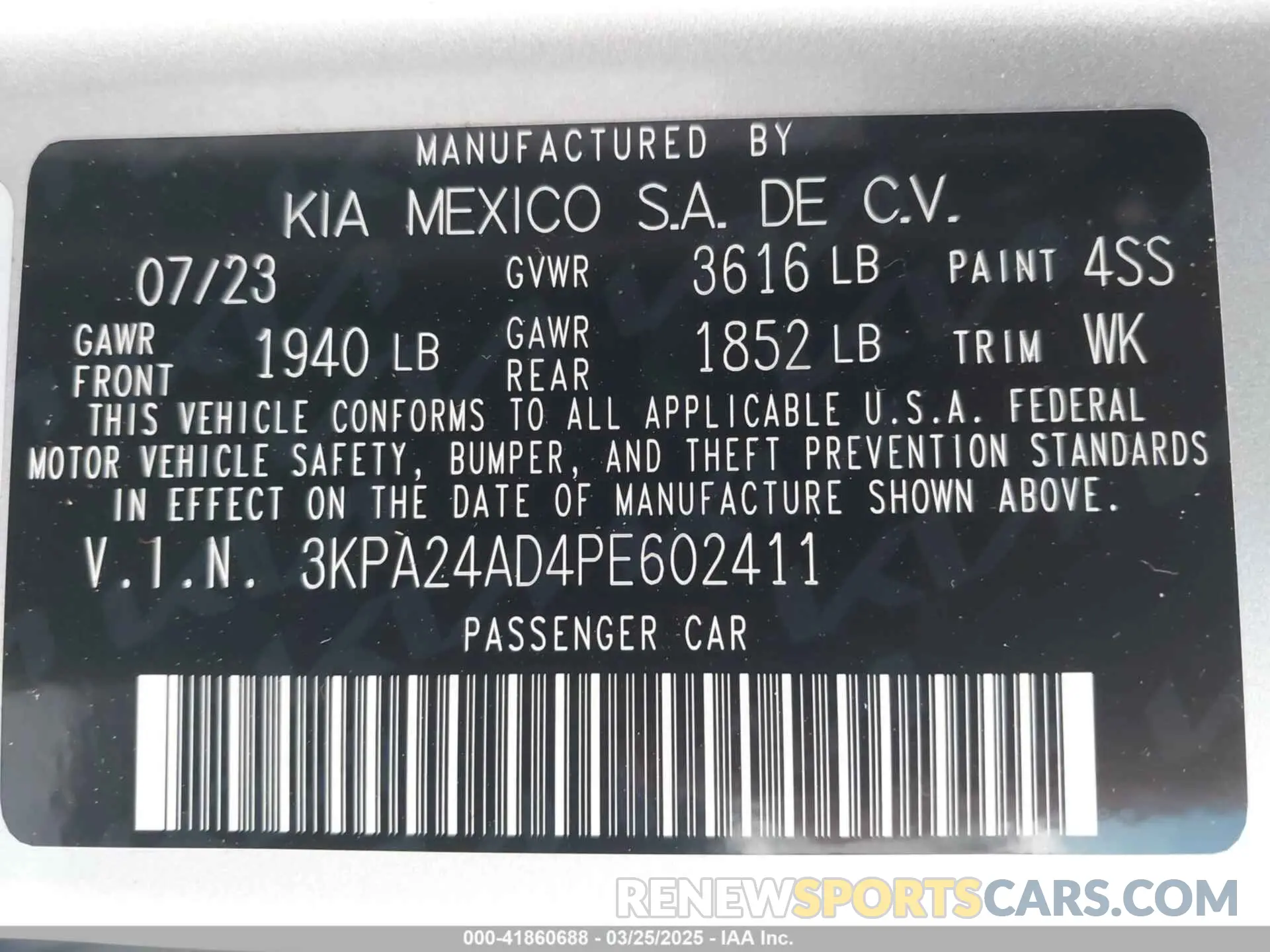 9 Photograph of a damaged car 3KPA24AD4PE602411 KIA RIO 2023