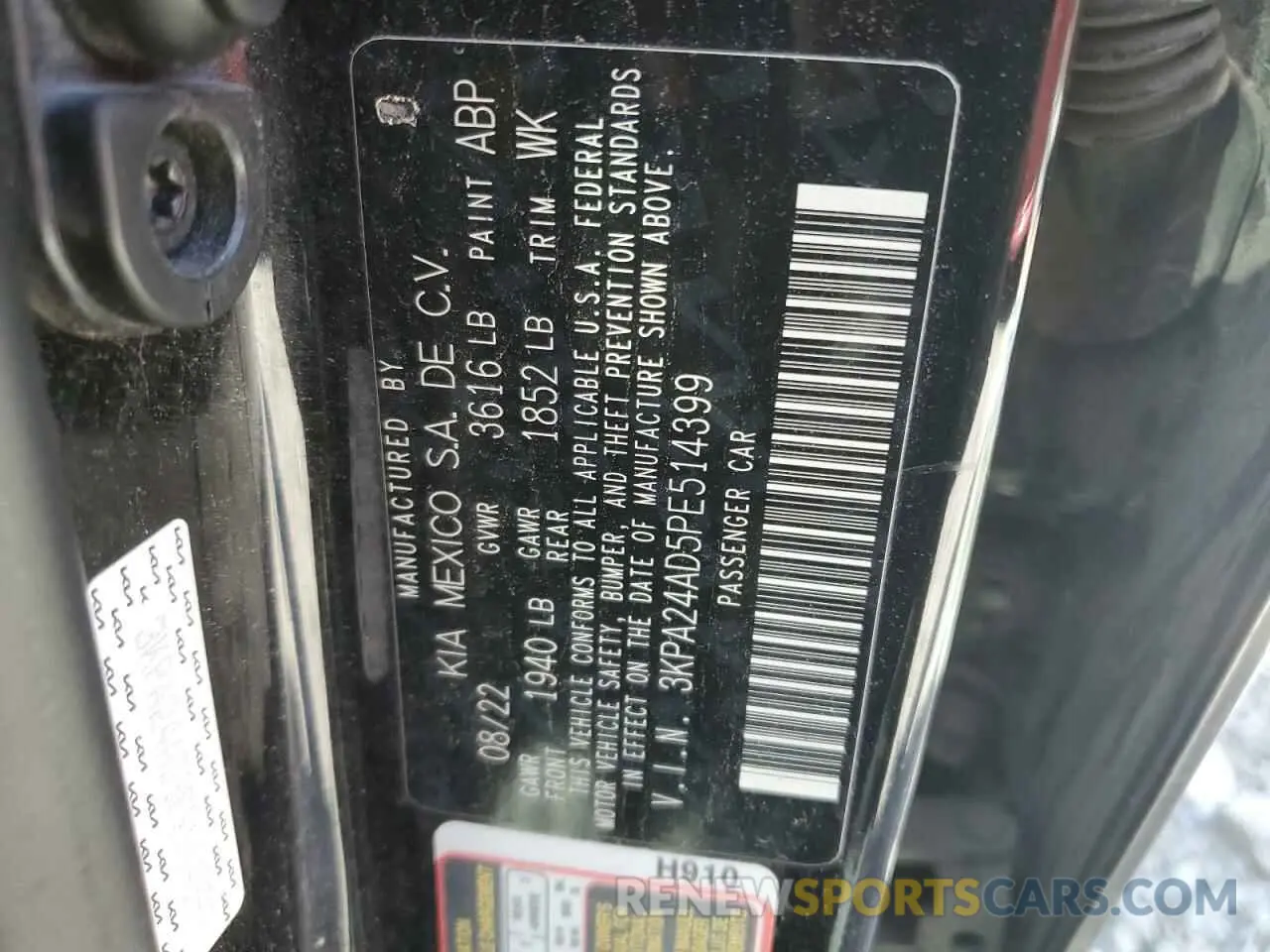13 Photograph of a damaged car 3KPA24AD5PE514399 KIA RIO 2023