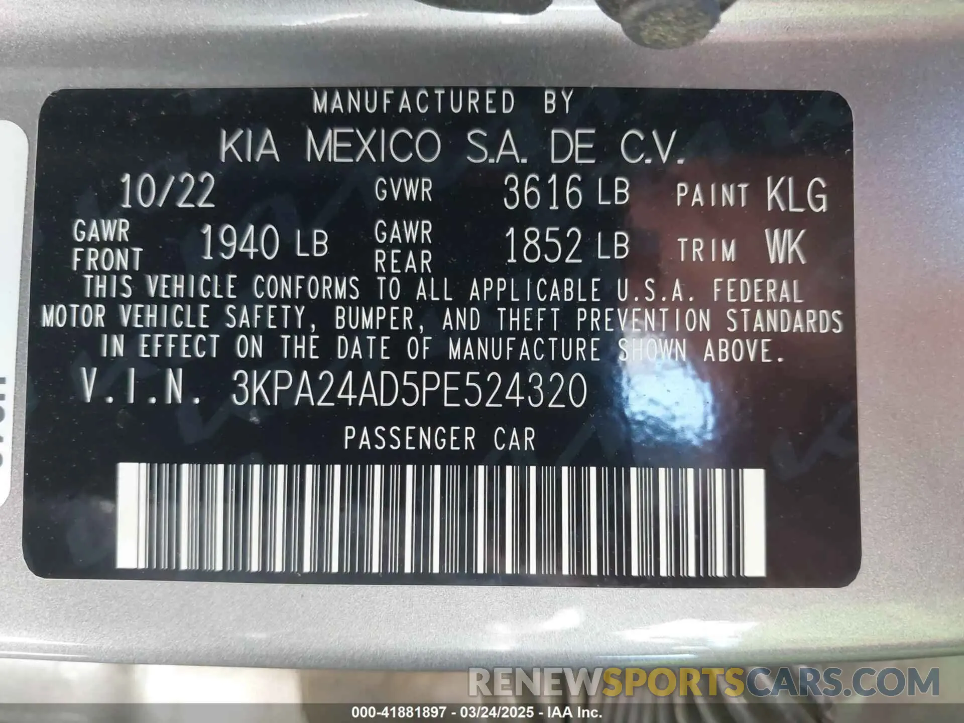 9 Photograph of a damaged car 3KPA24AD5PE524320 KIA RIO 2023