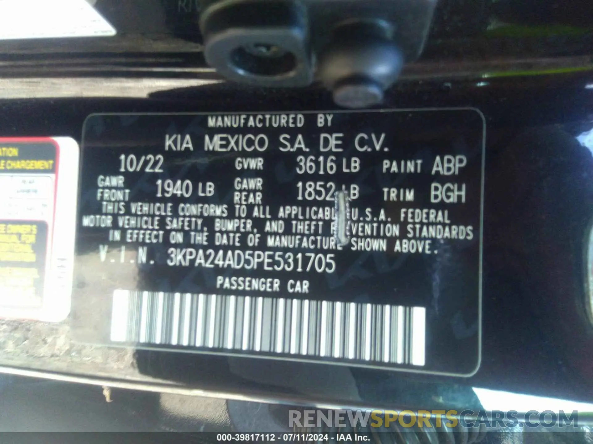 9 Photograph of a damaged car 3KPA24AD5PE531705 KIA RIO 2023