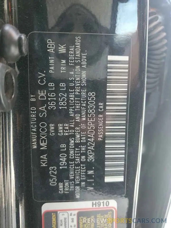 15 Photograph of a damaged car 3KPA24AD5PE583058 KIA RIO 2023