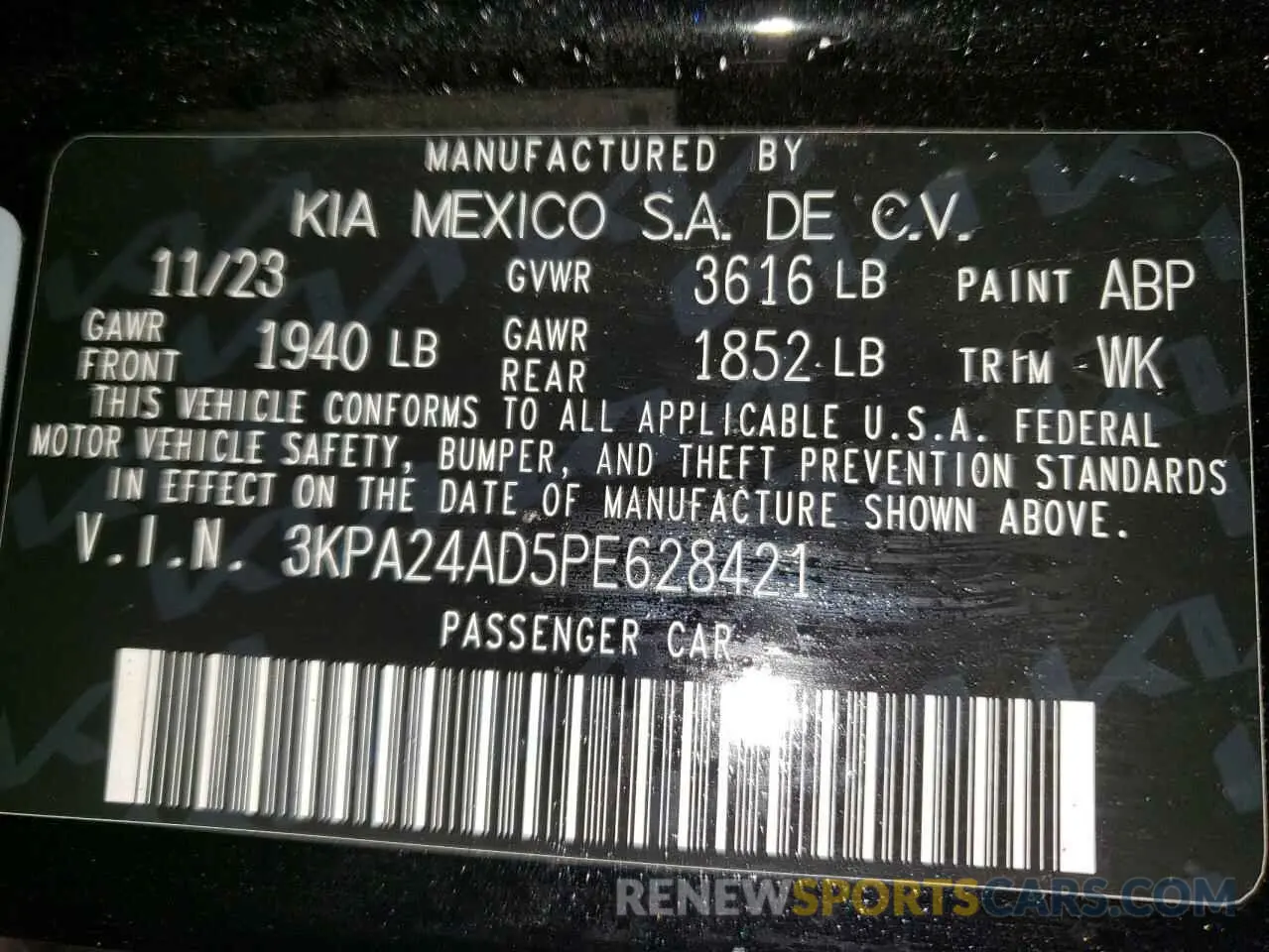 12 Photograph of a damaged car 3KPA24AD5PE628421 KIA RIO 2023