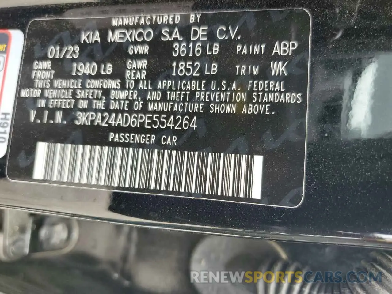 12 Photograph of a damaged car 3KPA24AD6PE554264 KIA RIO 2023