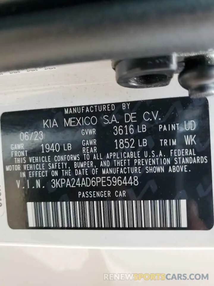13 Photograph of a damaged car 3KPA24AD6PE596448 KIA RIO 2023