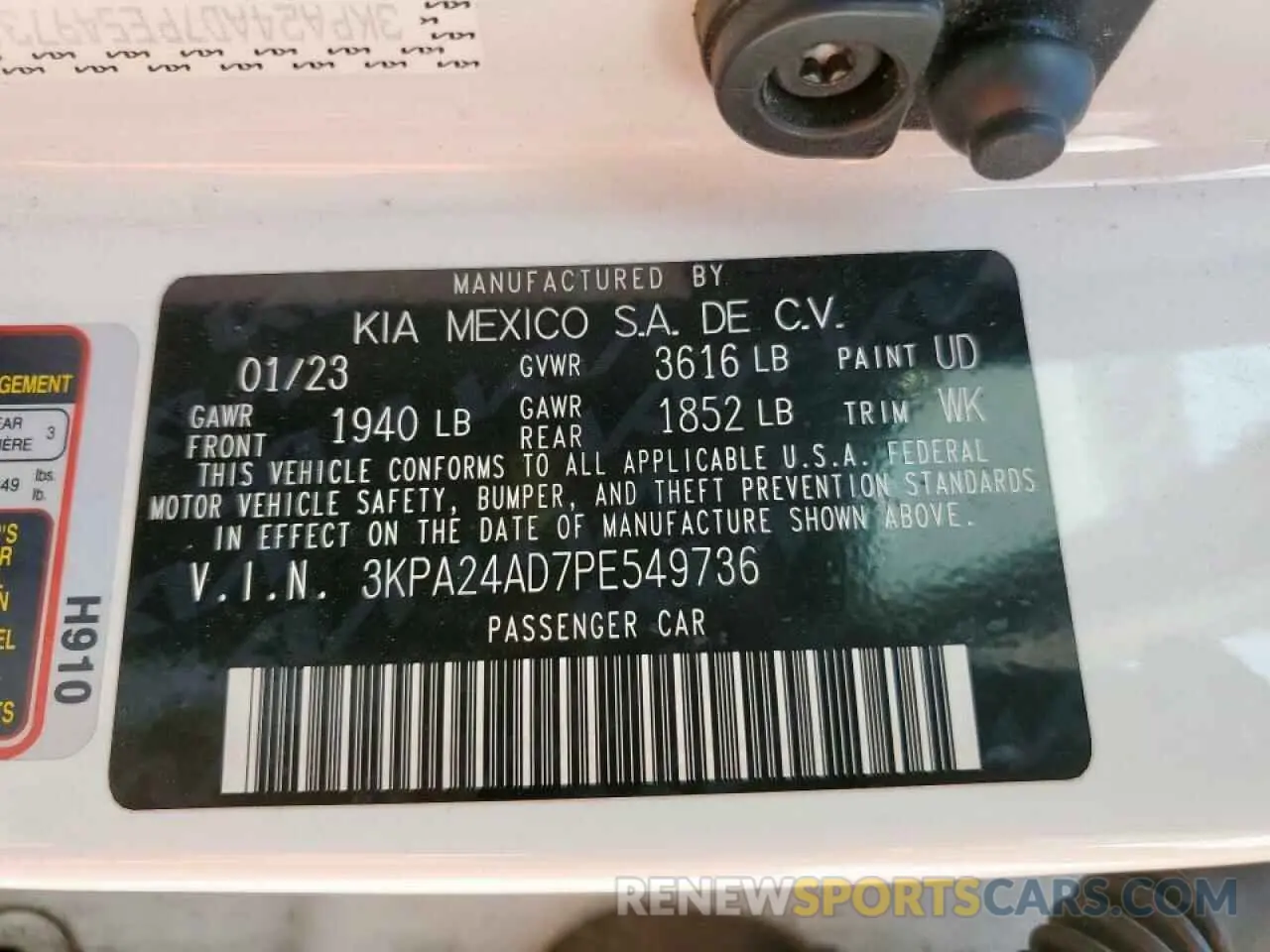 14 Photograph of a damaged car 3KPA24AD7PE549736 KIA RIO 2023