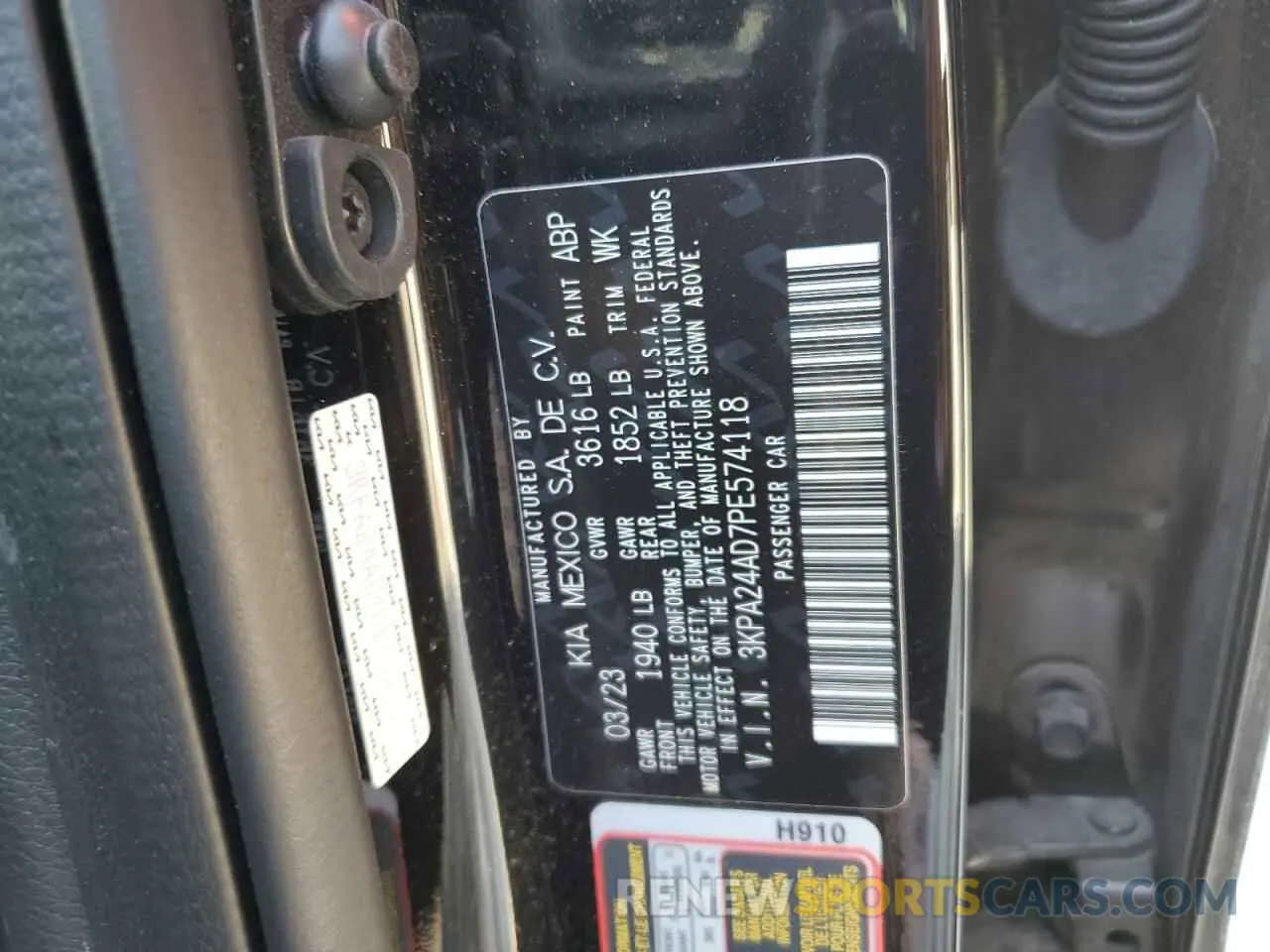 12 Photograph of a damaged car 3KPA24AD7PE574118 KIA RIO 2023