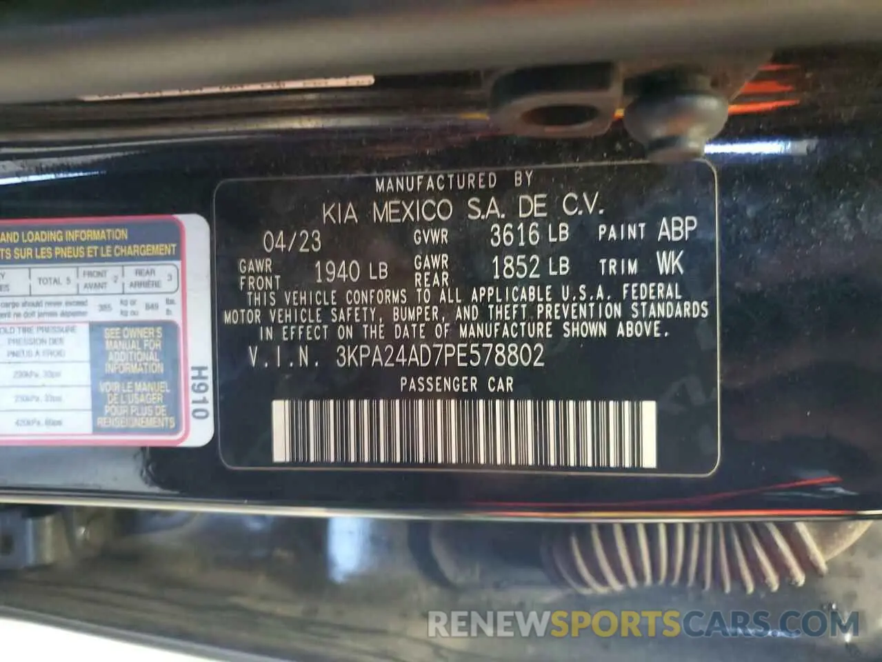 12 Photograph of a damaged car 3KPA24AD7PE578802 KIA RIO 2023