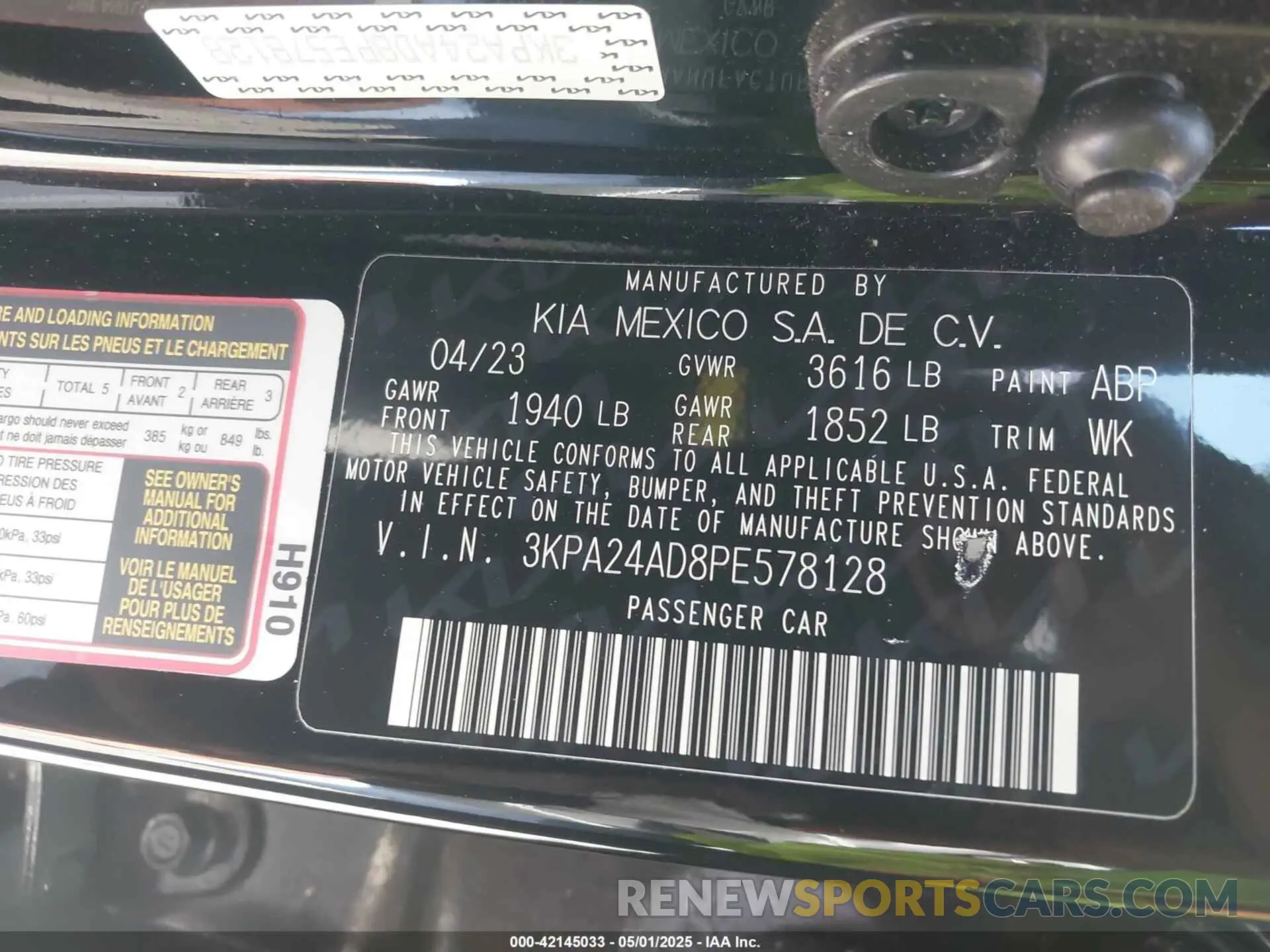 9 Photograph of a damaged car 3KPA24AD8PE578128 KIA RIO 2023