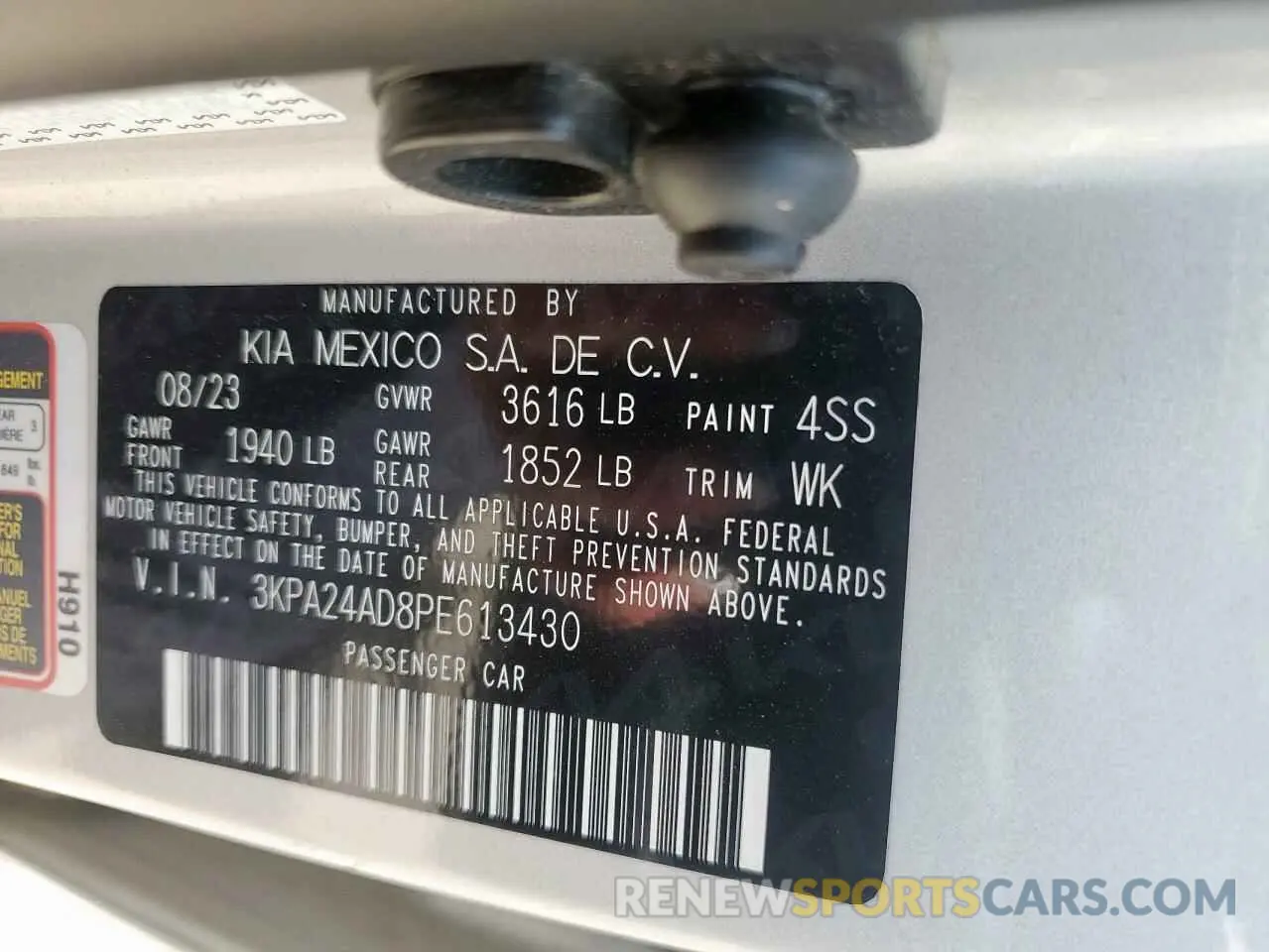 12 Photograph of a damaged car 3KPA24AD8PE613430 KIA RIO 2023