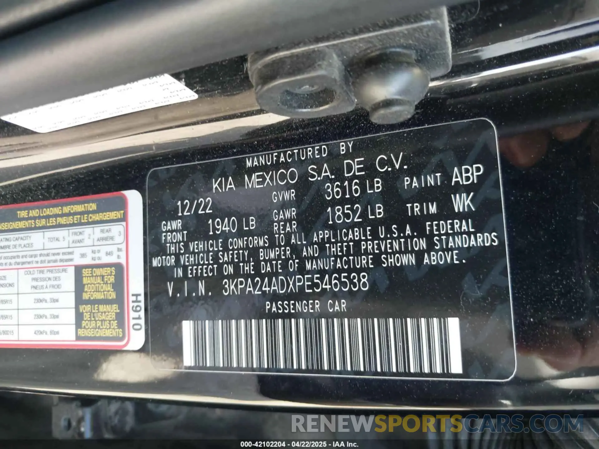 9 Photograph of a damaged car 3KPA24ADXPE546538 KIA RIO 2023