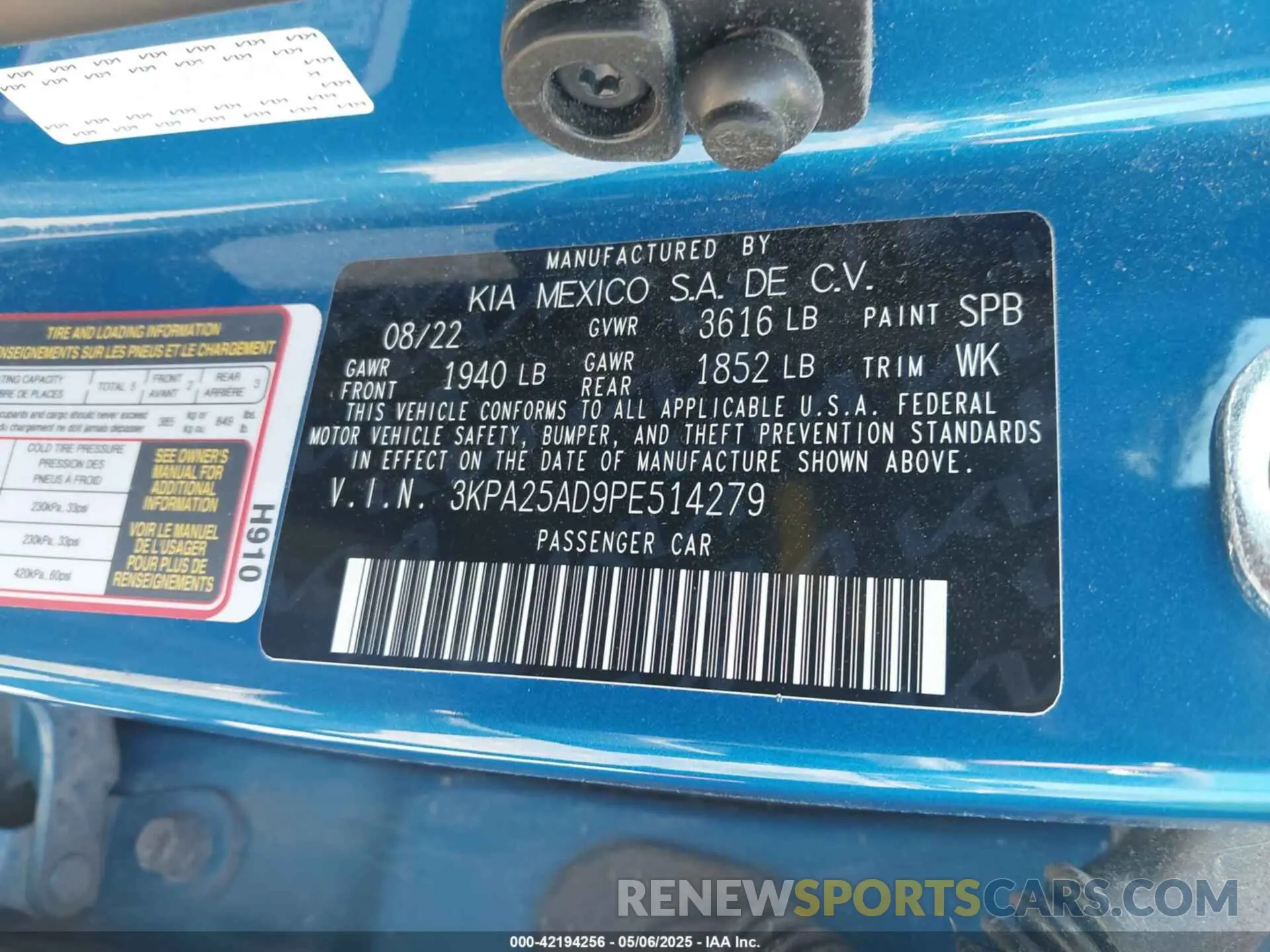 9 Photograph of a damaged car 3KPA25AD9PE514279 KIA RIO 2023