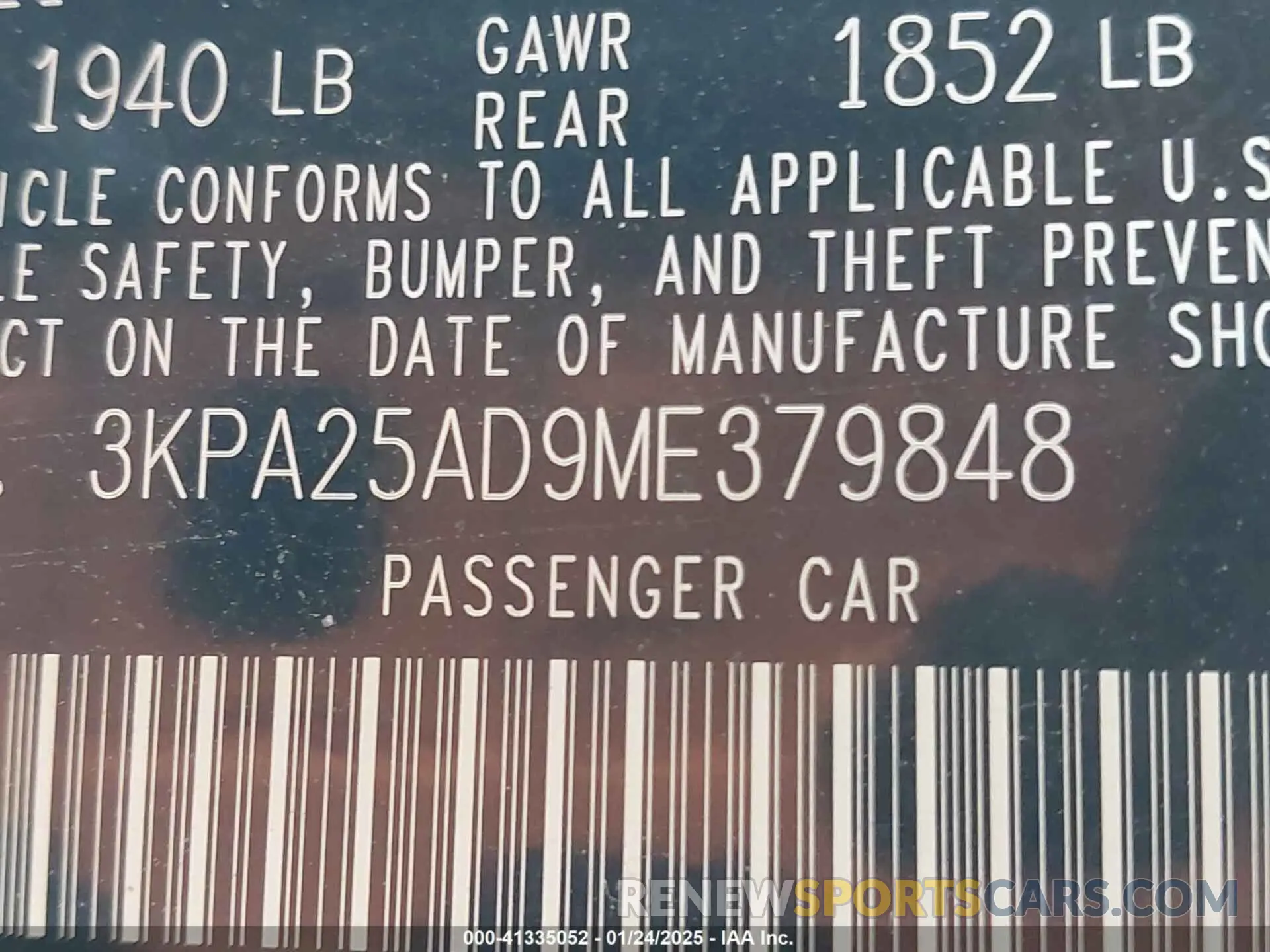 9 Photograph of a damaged car 3KPA25AD9ME379848 KIA RIO 5-DOOR 2021
