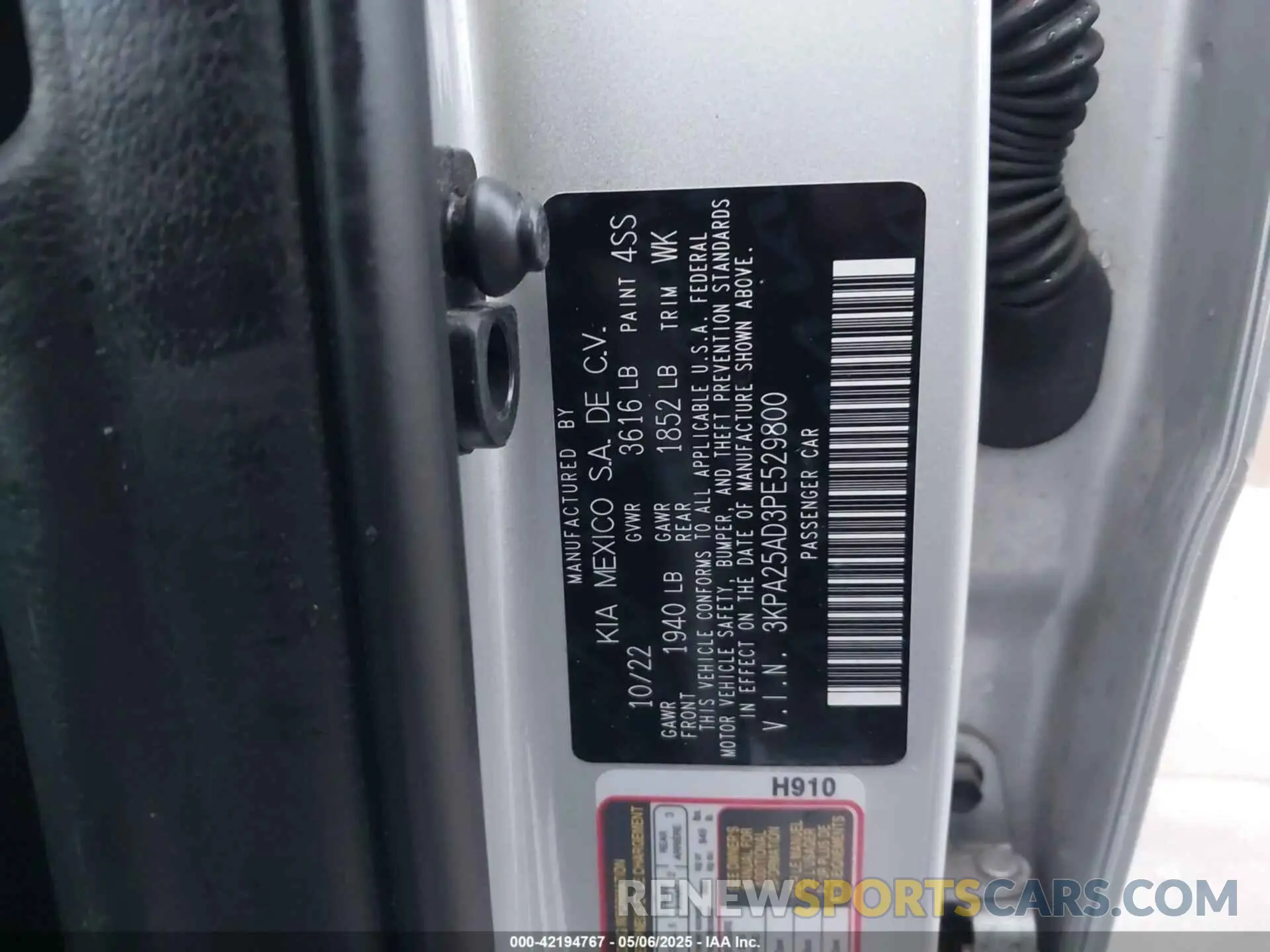 9 Photograph of a damaged car 3KPA25AD3PE529800 KIA RIO 5-DOOR 2023