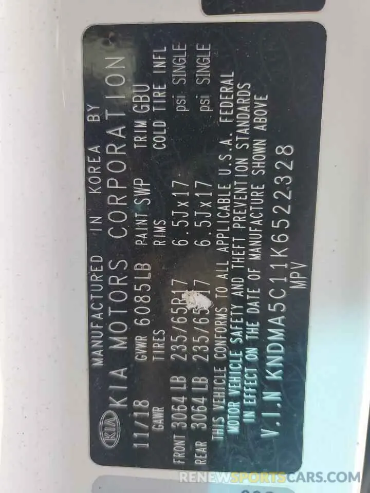 13 Photograph of a damaged car KNDMA5C11K6522328 KIA SEDONA 2019