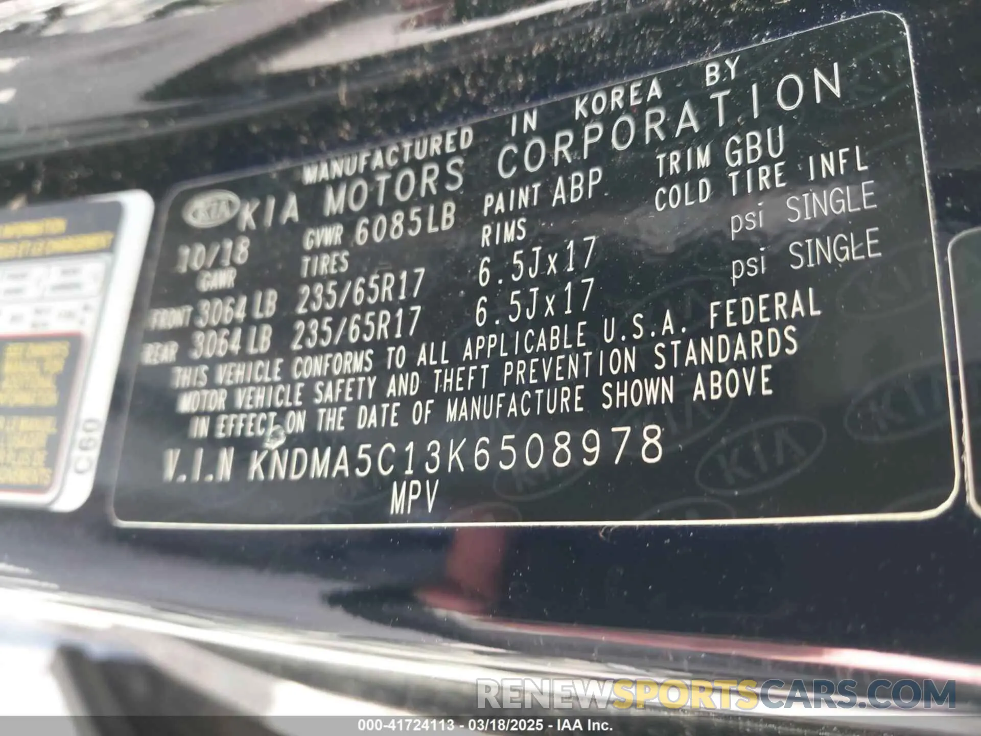 9 Photograph of a damaged car KNDMA5C13K6508978 KIA SEDONA 2019
