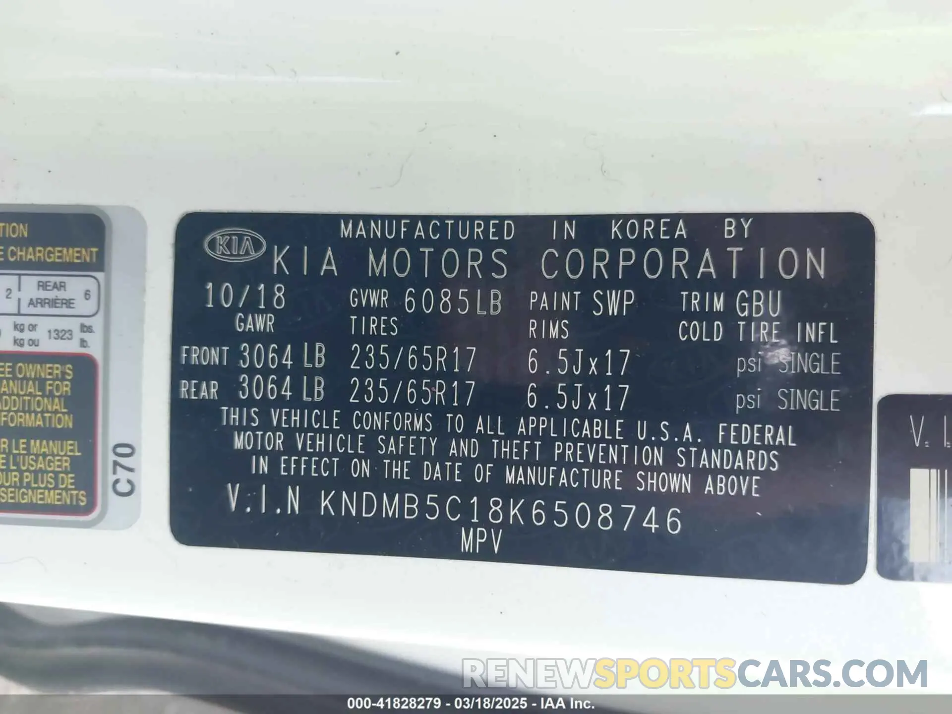 9 Photograph of a damaged car KNDMB5C18K6508746 KIA SEDONA 2019