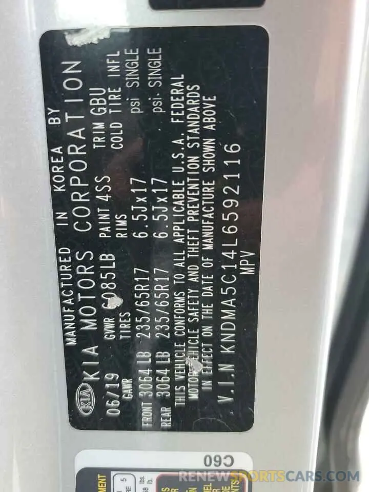 13 Photograph of a damaged car KNDMA5C14L6592116 KIA SEDONA 2020